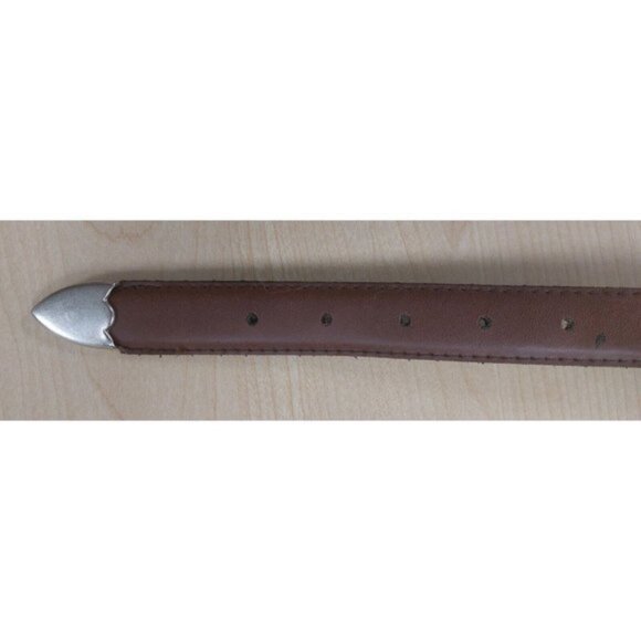 Genuine‎ Leather Casual Women\'s Belt Brown with Silver Buckle - 32\